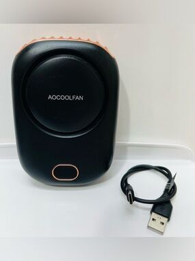 Portable Black & Orange Personal Fan with USB Charging